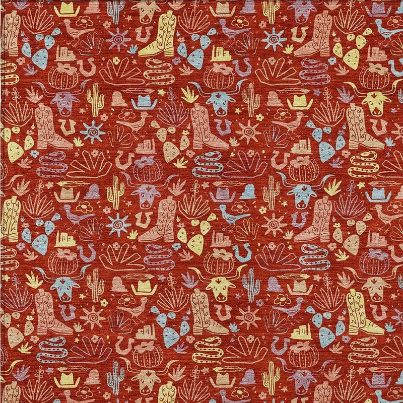 9' X 12' Red And Coral Stars Washable Indoor Outdoor Area Rug Homeroots Outdoor