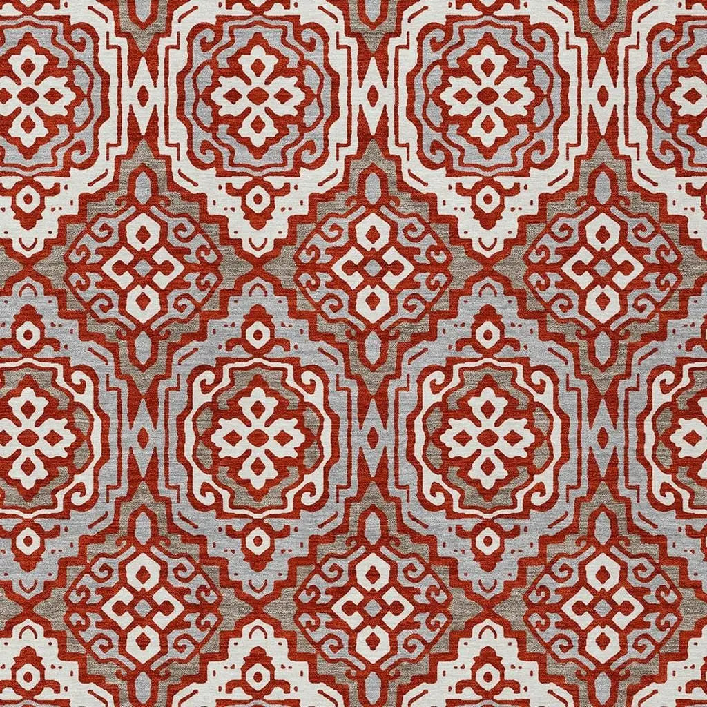 9' X 12' Red And Denim Blue Tribal Washable Indoor Outdoor Area Rug Homeroots Outdoor