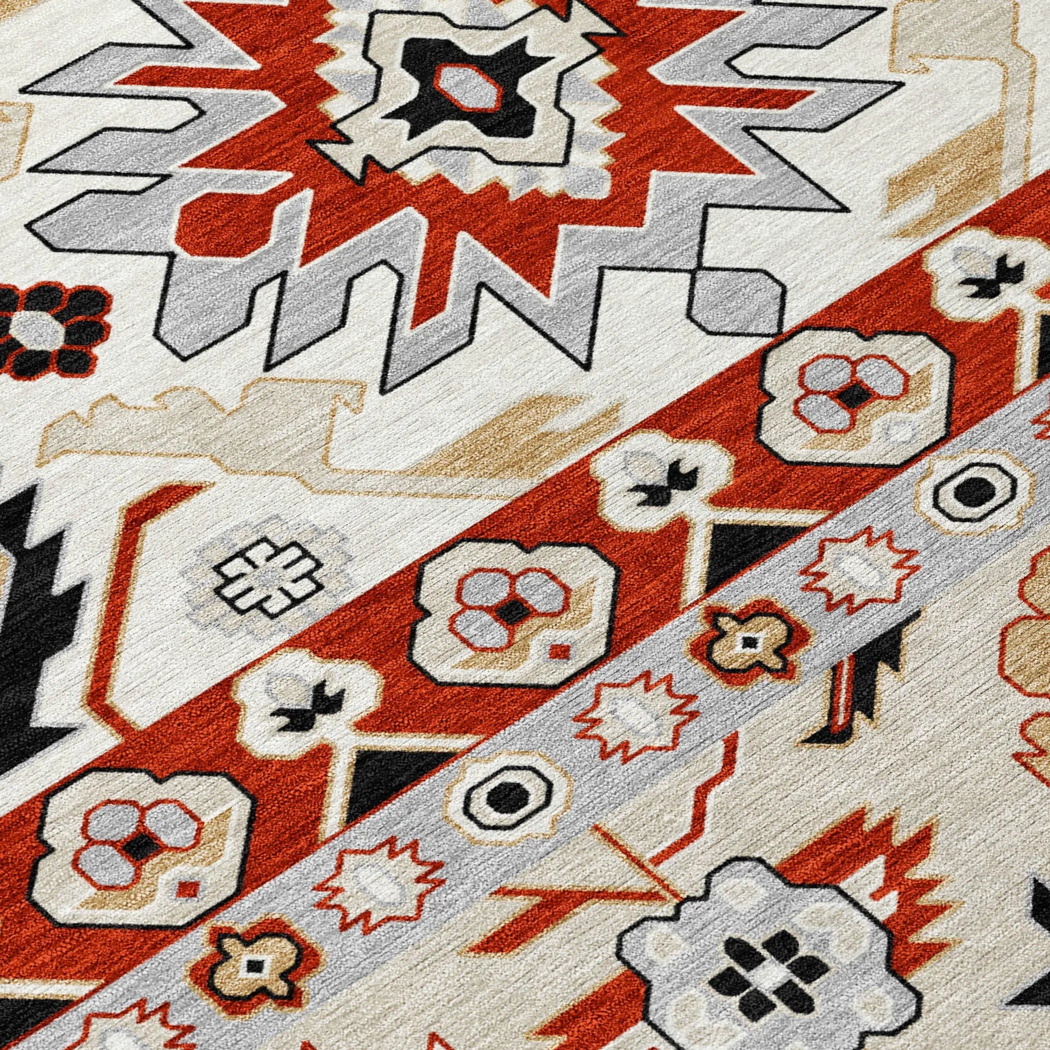 9' X 12' Red And Ivory Cactus Washable Indoor Outdoor Area Rug Homeroots Outdoor