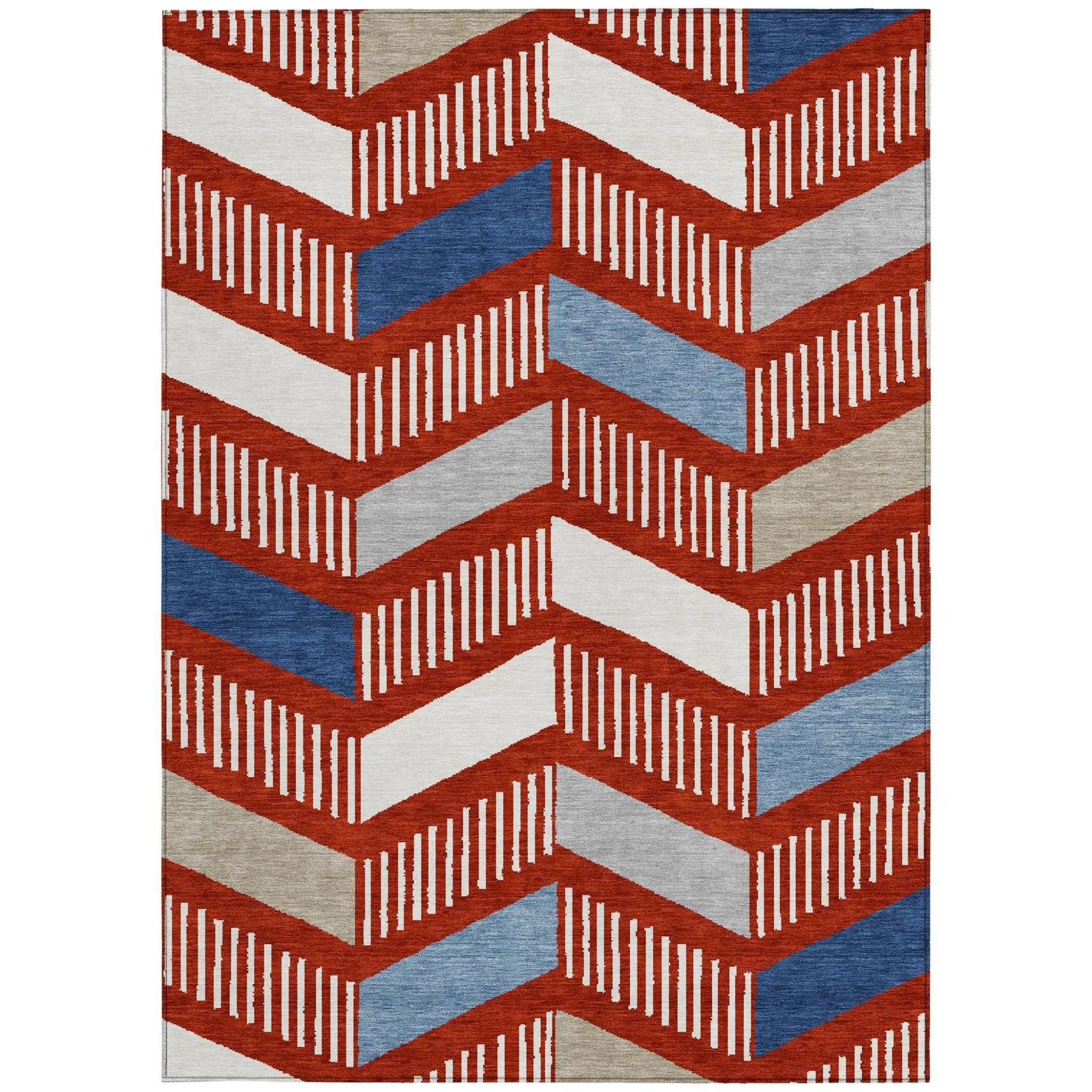 9' X 12' Red And Ivory Geometric Washable Indoor Outdoor Area Rug Homeroots Outdoor