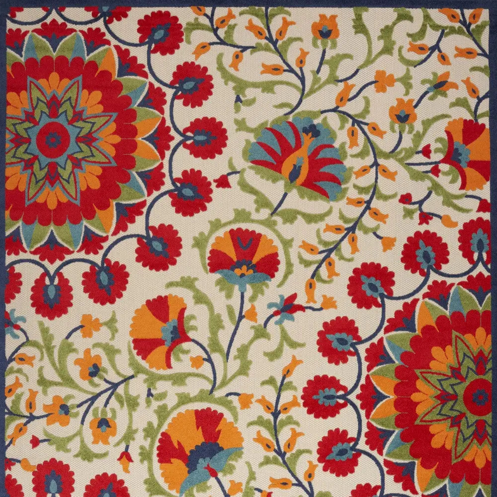 9' X 12' Red And Ivory Indoor Outdoor Area Rug - GreatEagleInc