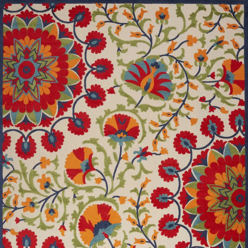 9' X 12' Red And Ivory Indoor Outdoor Area Rug - GreatEagleInc
