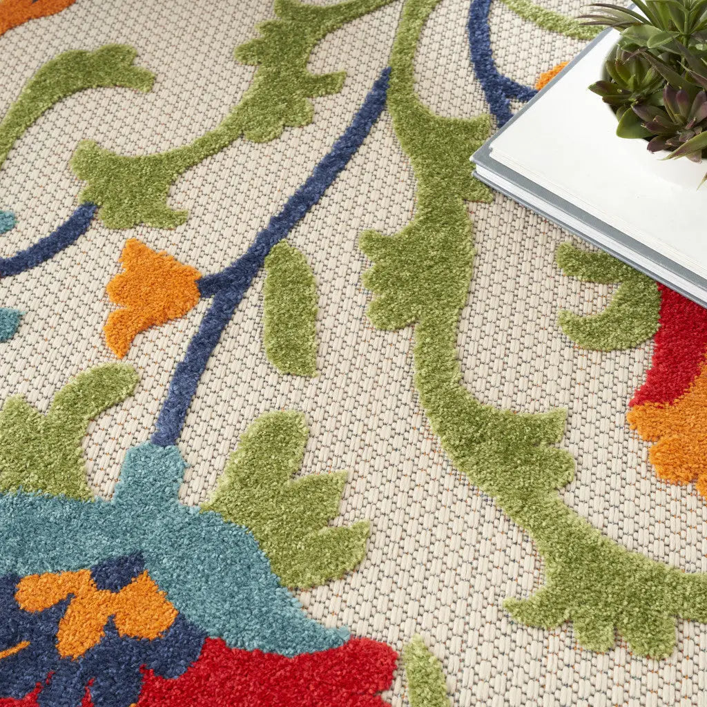 9' X 12' Red And Ivory Indoor Outdoor Area Rug - GreatEagleInc