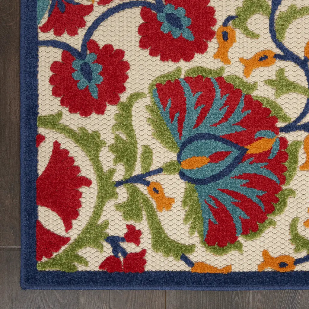 9' X 12' Red And Ivory Indoor Outdoor Area Rug - GreatEagleInc