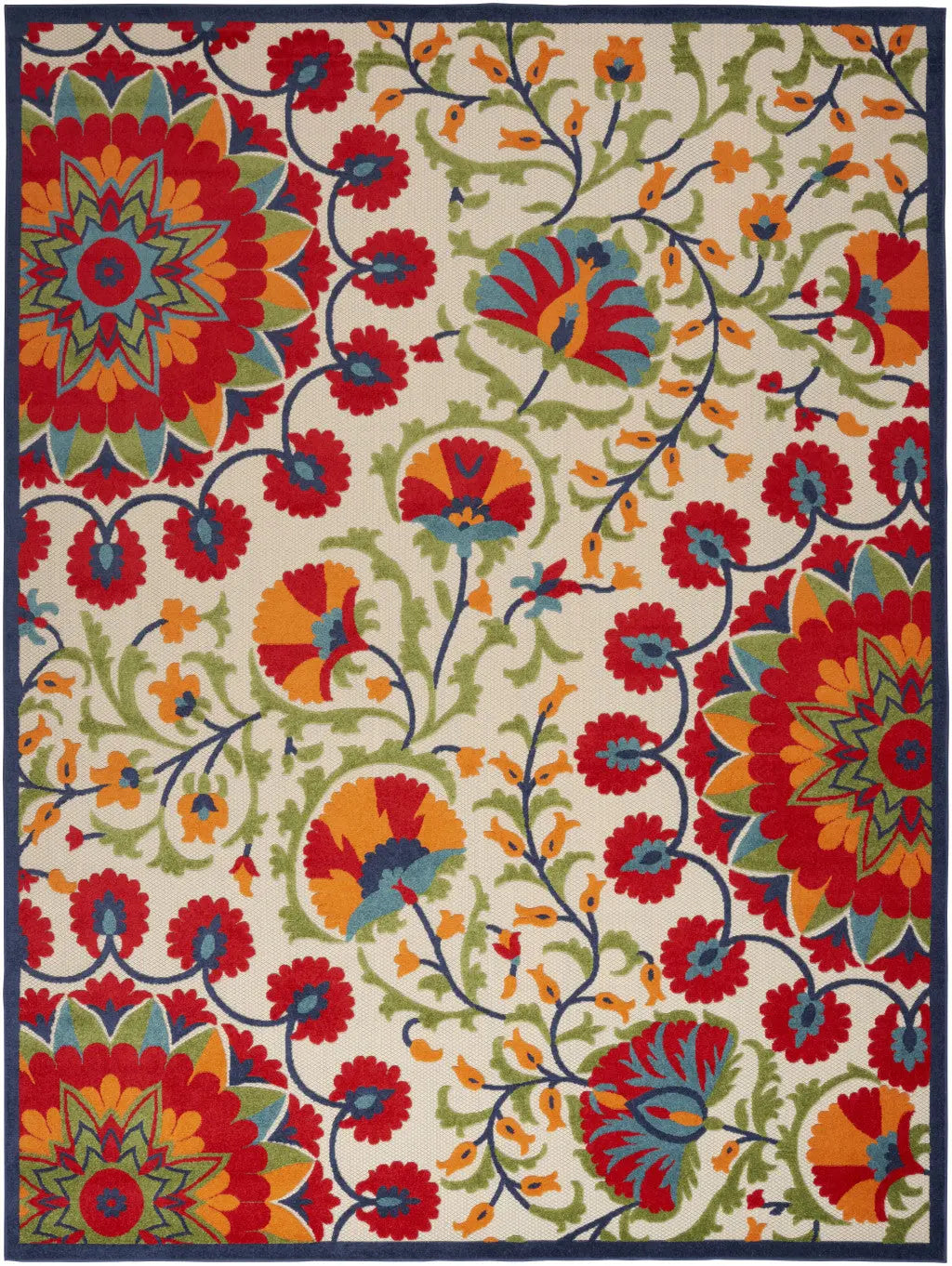 9' X 12' Red And Ivory Indoor Outdoor Area Rug - GreatEagleInc