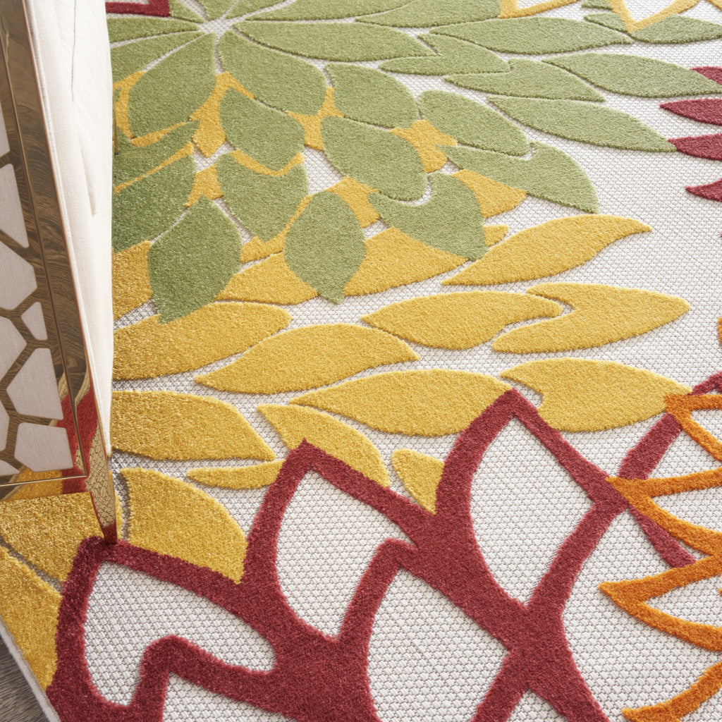 9' X 12' Red And Ivory Indoor Outdoor Area Rug - GreatEagleInc
