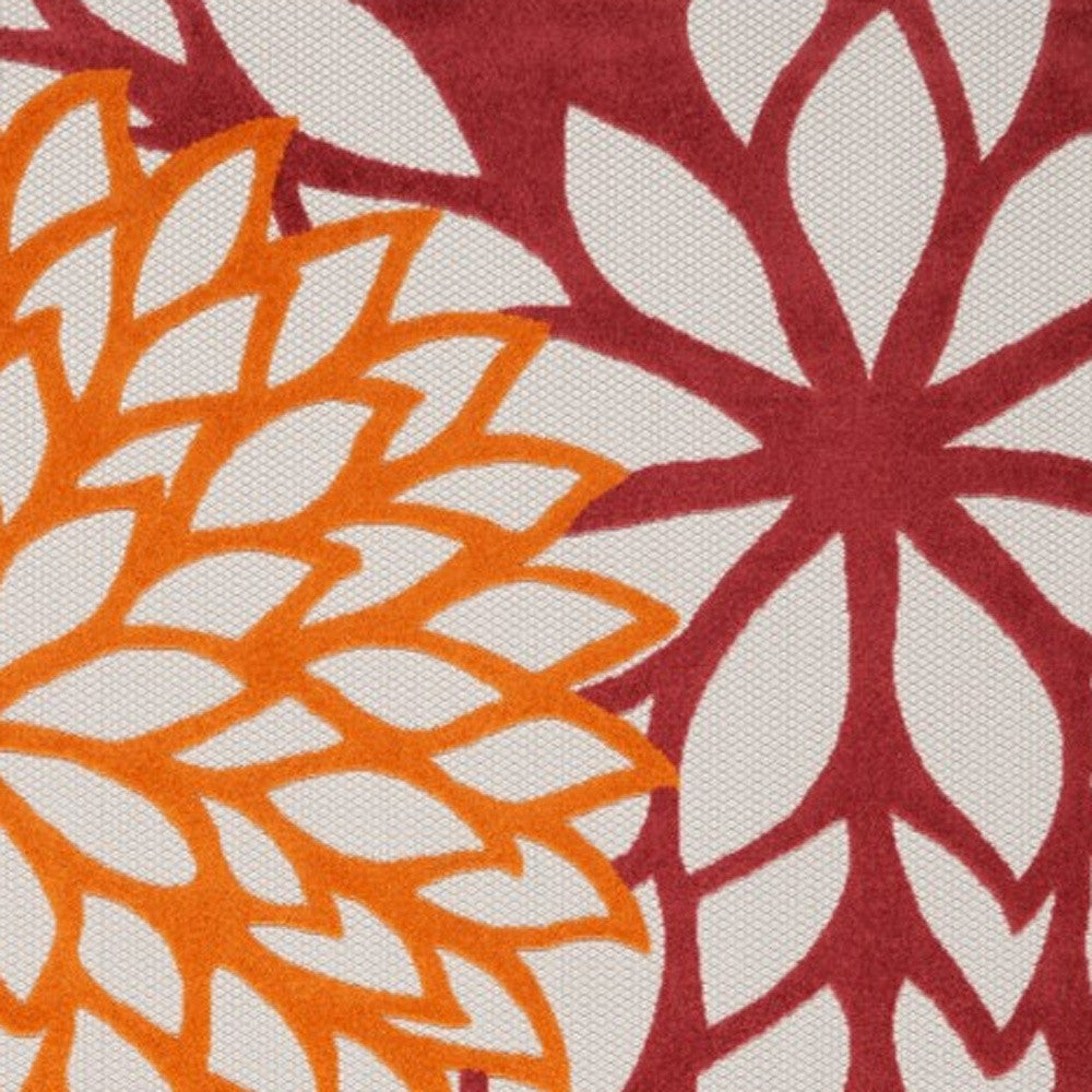 9' X 12' Red And Ivory Indoor Outdoor Area Rug - GreatEagleInc