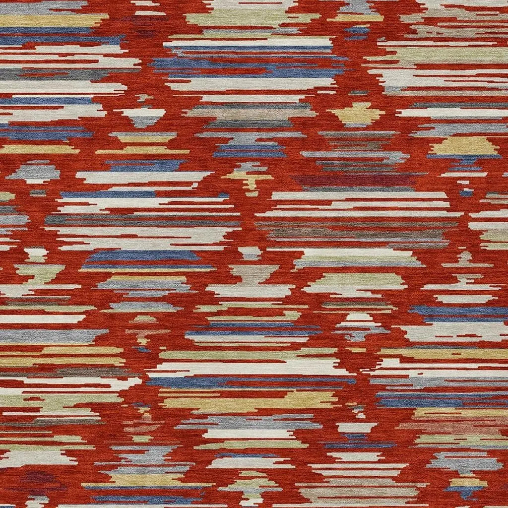 9' X 12' Red And Ivory Southwestern Washable Indoor Outdoor Area Rug Homeroots Outdoor