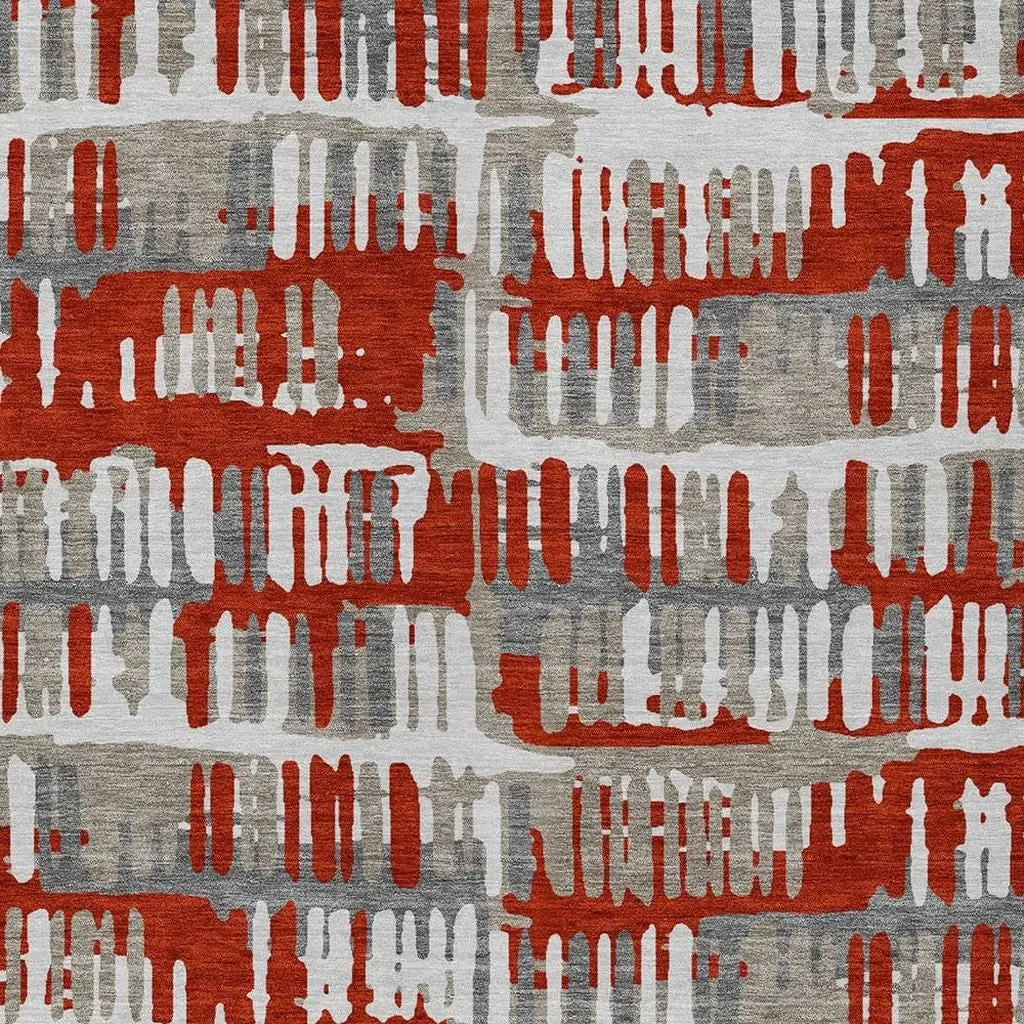 9' X 12' Red And Orange Abstract Washable Indoor Outdoor Area Rug Homeroots Outdoor