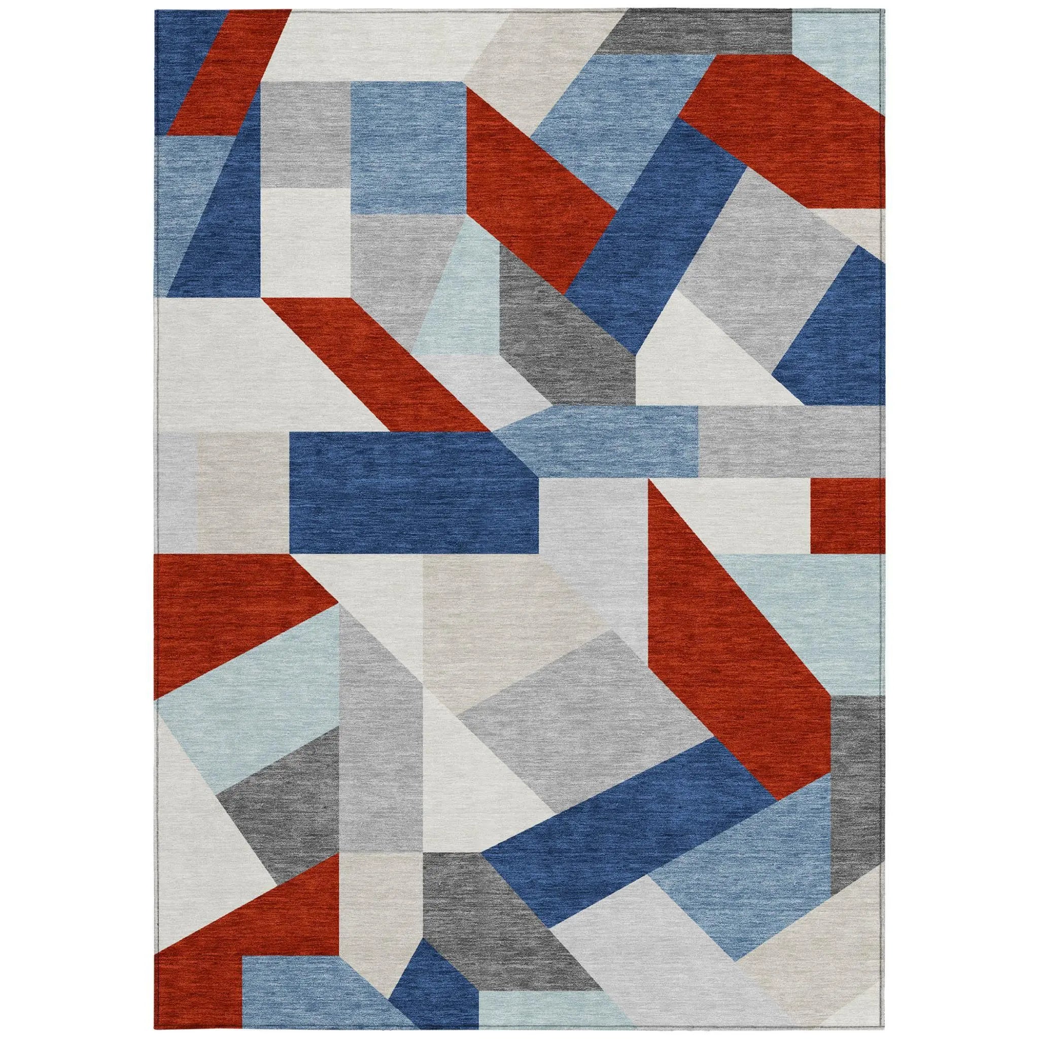 9' X 12' Red And Silver Geometric Washable Indoor Outdoor Area Rug Homeroots Outdoor