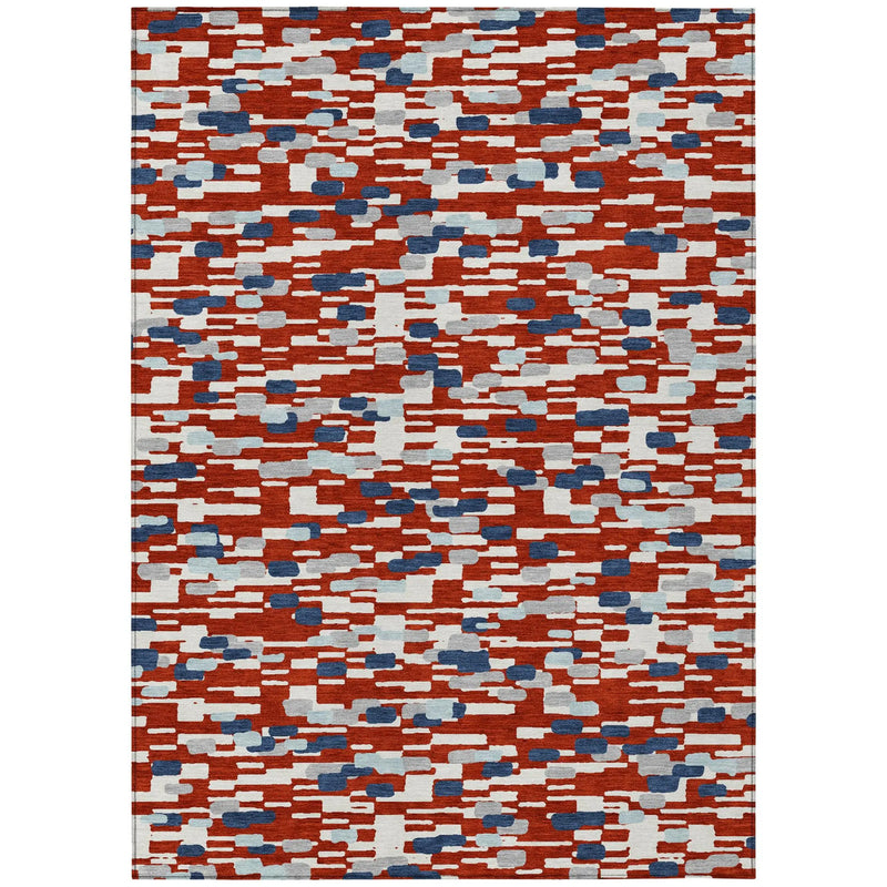 9' X 12' Red And Silver Geometric Washable Indoor Outdoor Area Rug Homeroots Outdoor