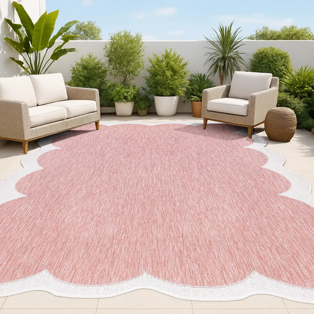 9' X 12' Rose And Cream Indoor Outdoor Area Rug Homeroots Outdoor