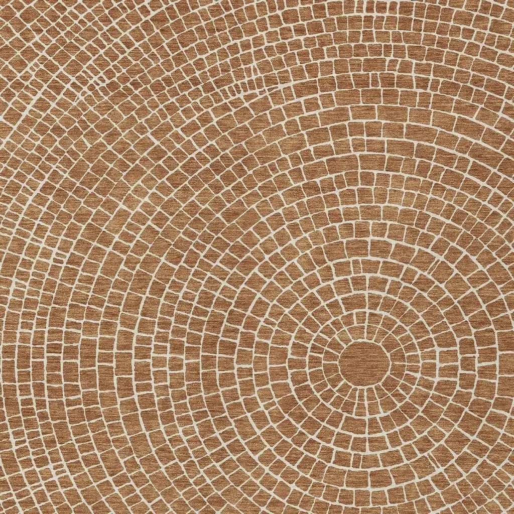 9' X 12' Rust And Ivory Geometric Washable Indoor Outdoor Area Rug Homeroots Outdoor