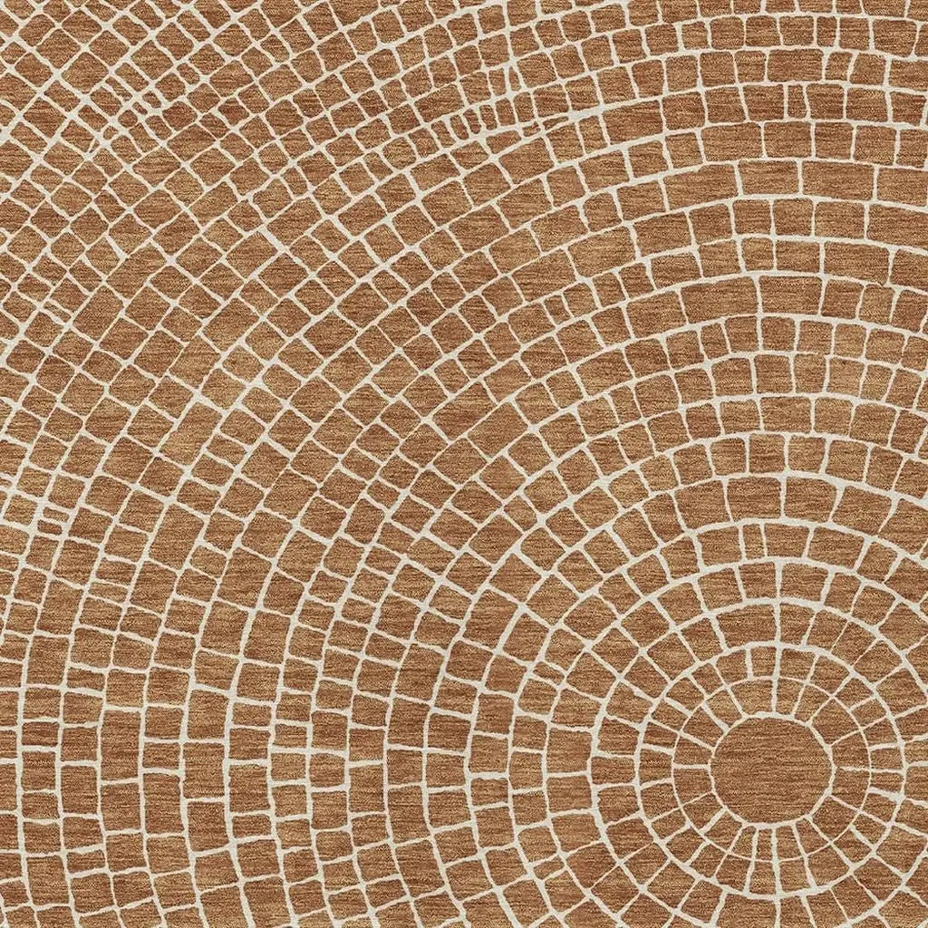 9' X 12' Rust And Ivory Geometric Washable Indoor Outdoor Area Rug Homeroots Outdoor