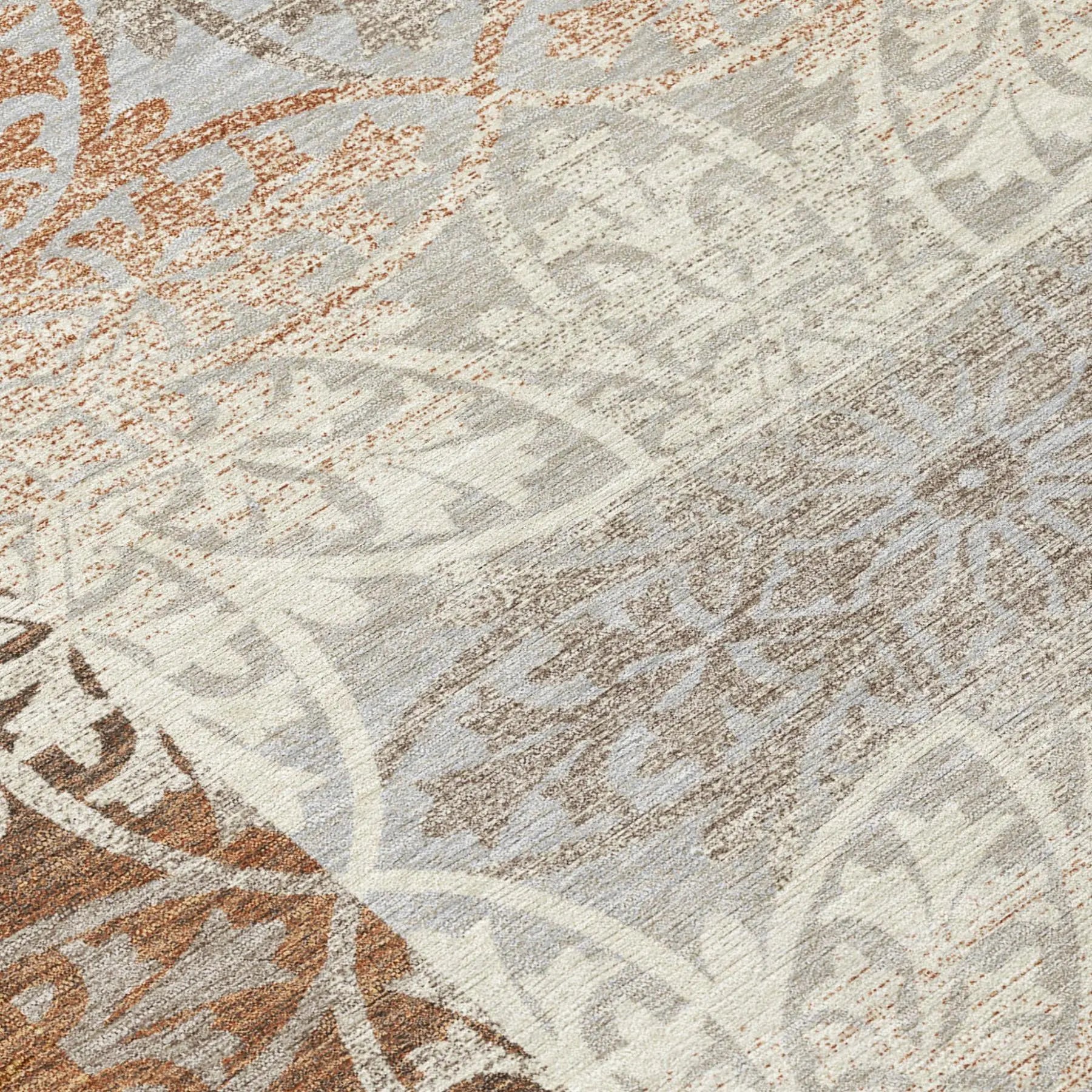 9' X 12' Rust And Orange Oriental Washable Indoor Outdoor Area Rug Homeroots Outdoor
