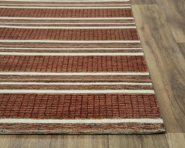 9' X 12' Rust And Orange Wool Striped Hand Tufted Area Rug Homeroots Home Decor