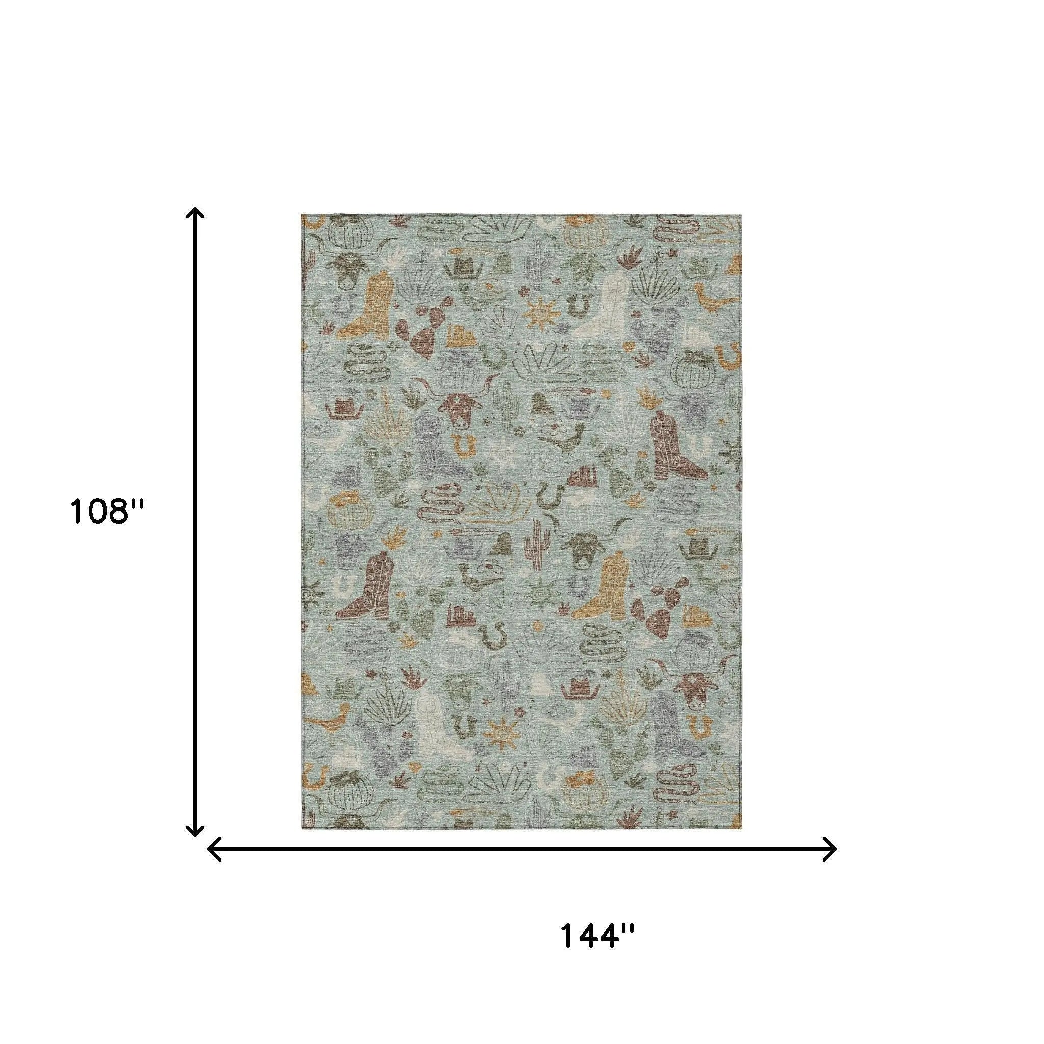 9' X 12' Sage And Gold Cactus Washable Indoor Outdoor Area Rug Homeroots Outdoor
