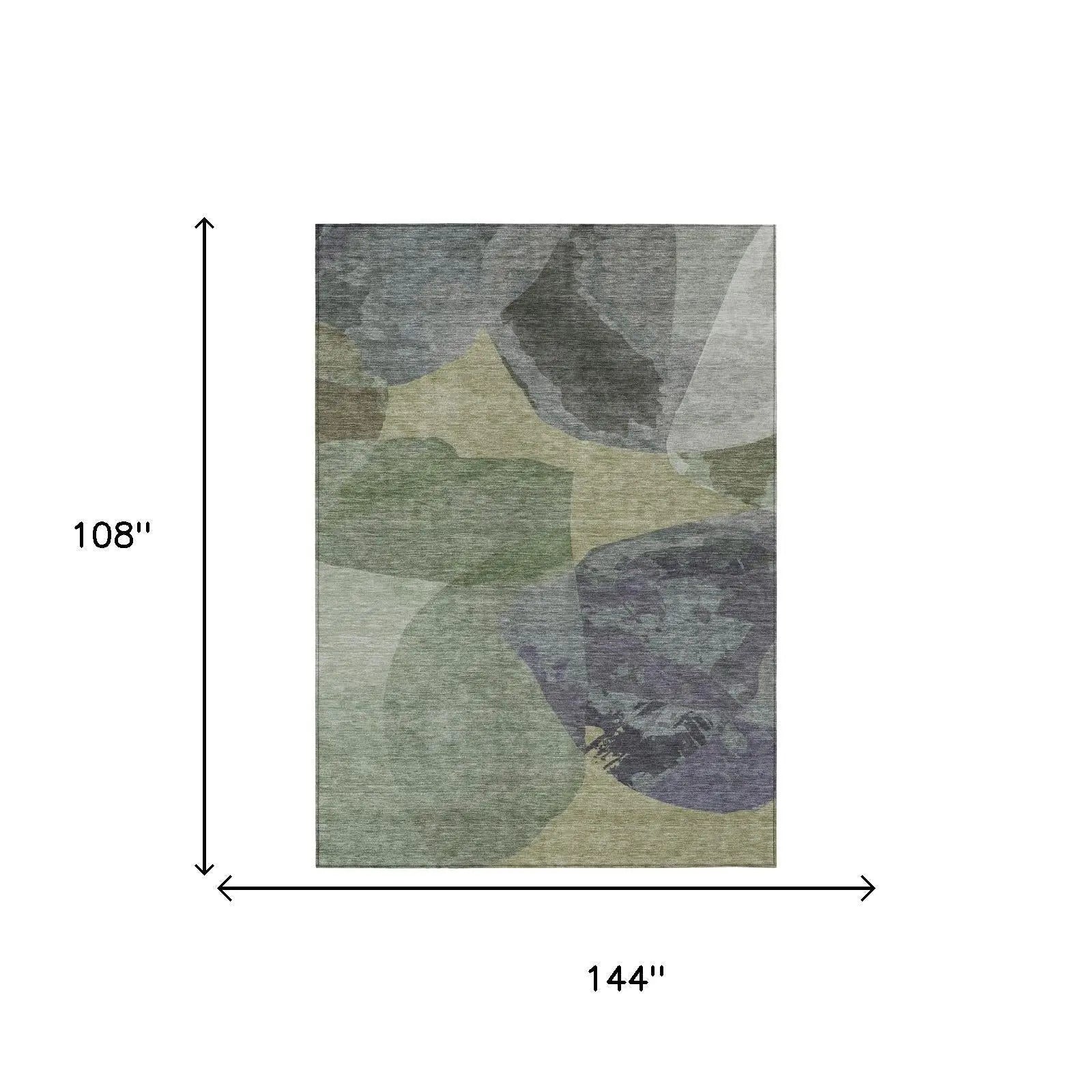 9' X 12' Sage And Green Abstract Washable Indoor Outdoor Area Rug Homeroots Outdoor