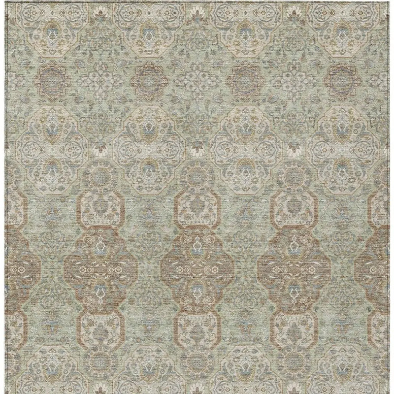 9' X 12' Sage And Green Floral Washable Indoor Outdoor Area Rug Homeroots Outdoor