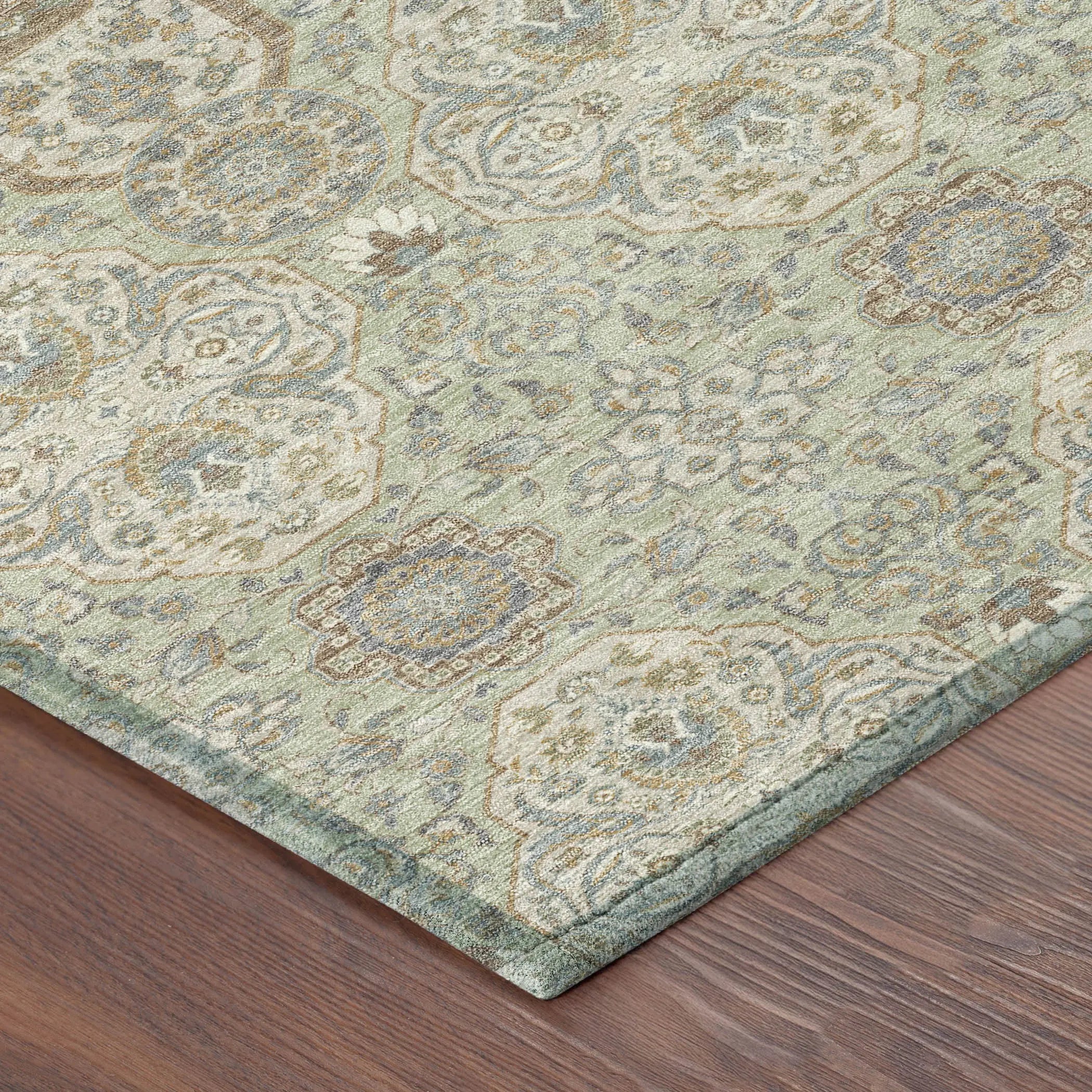 9' X 12' Sage And Green Floral Washable Indoor Outdoor Area Rug Homeroots Outdoor