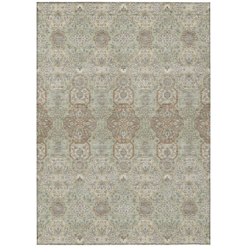 9' X 12' Sage And Green Floral Washable Indoor Outdoor Area Rug Homeroots Outdoor