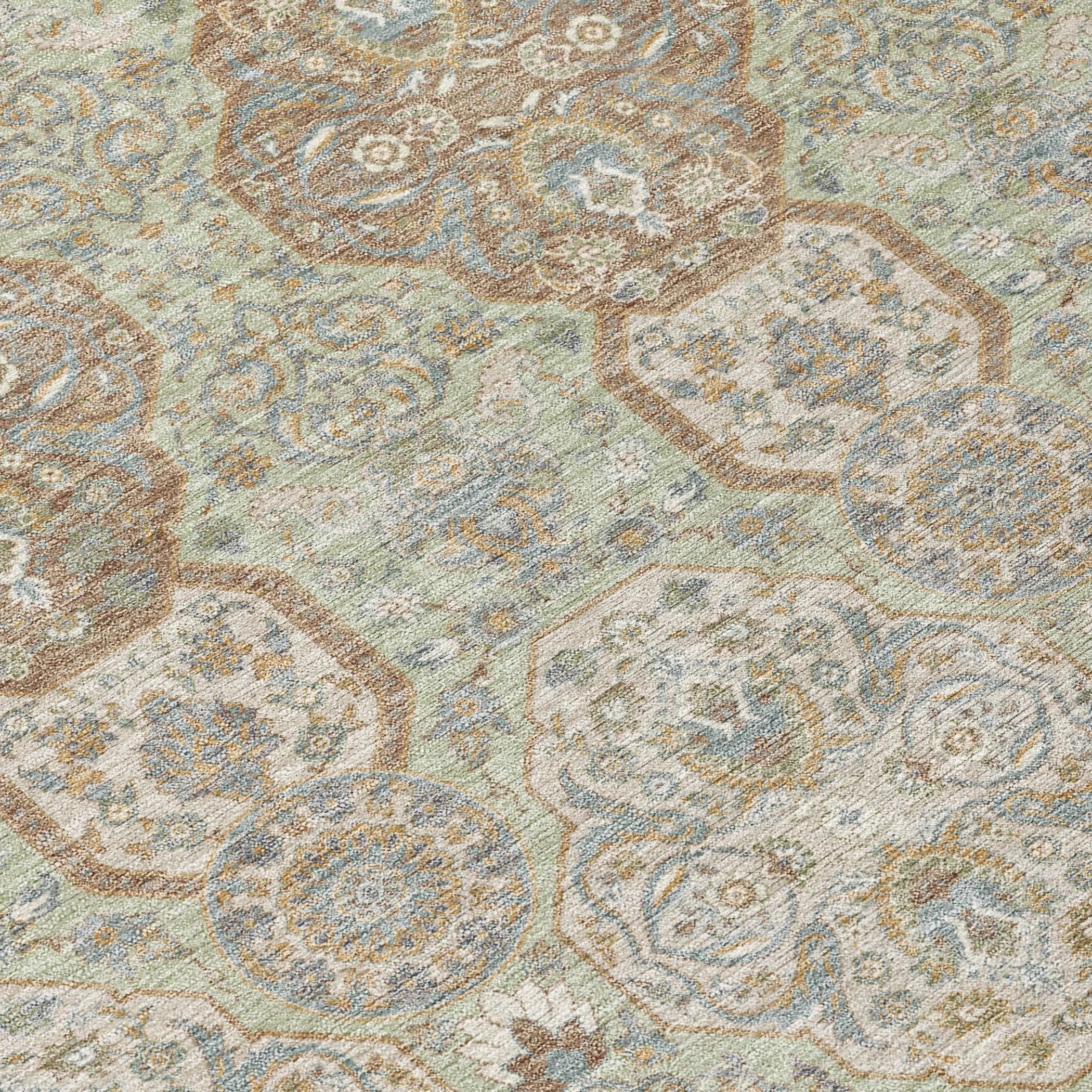 9' X 12' Sage And Green Floral Washable Indoor Outdoor Area Rug Homeroots Outdoor