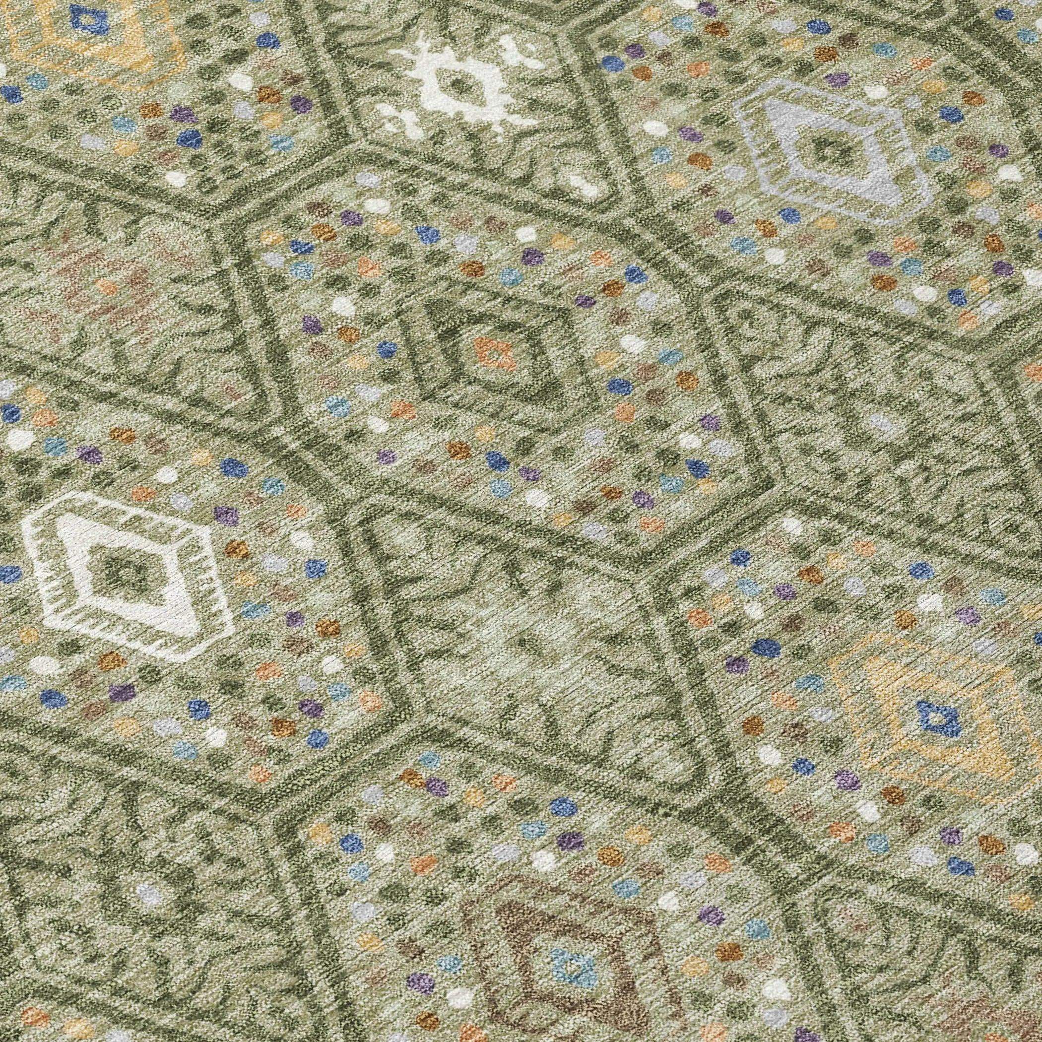 9' X 12' Sage And Green Geometric Washable Indoor Outdoor Area Rug Homeroots Outdoor