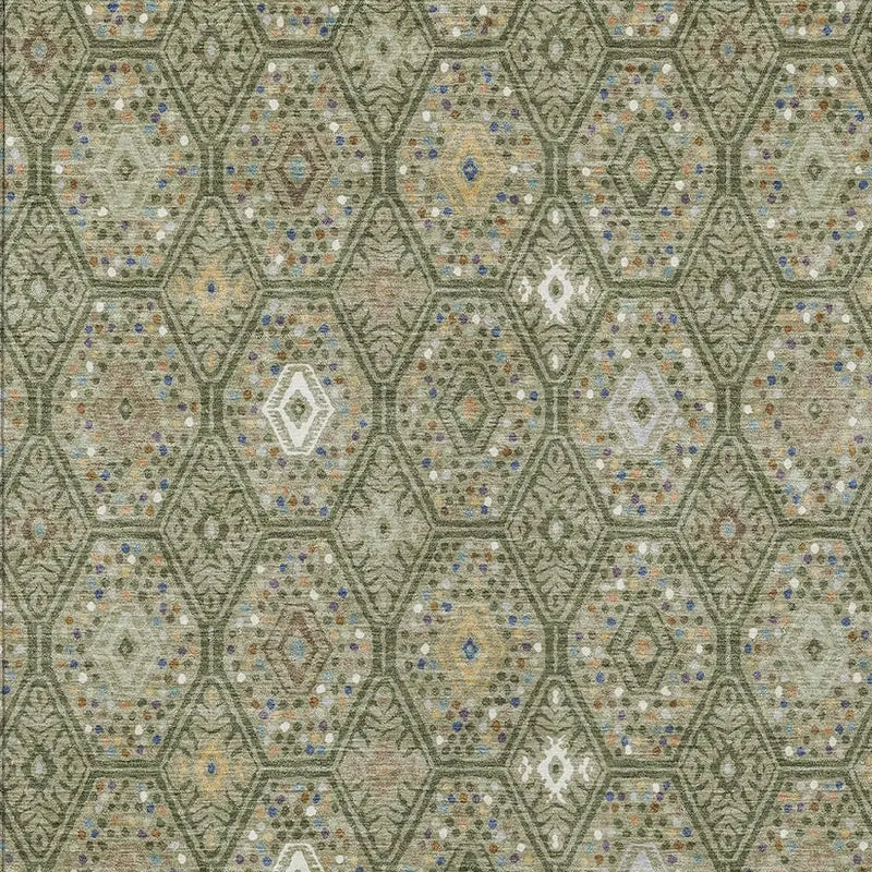9' X 12' Sage And Green Geometric Washable Indoor Outdoor Area Rug Homeroots Outdoor