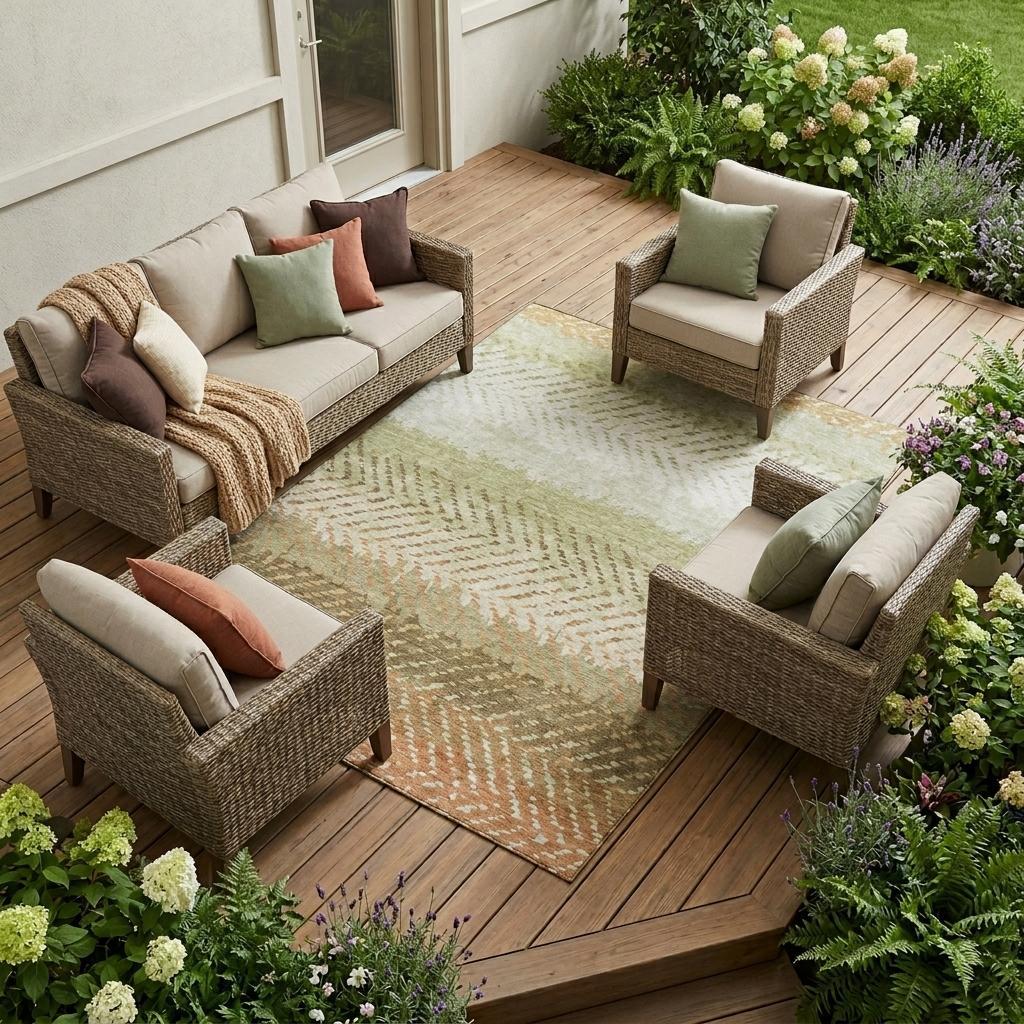 9' X 12' Sage And Green Striped Washable Indoor Outdoor Area Rug Homeroots Outdoor