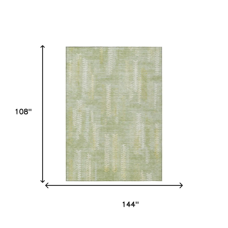 9' X 12' Sage And Green Striped Washable Indoor Outdoor Area Rug Homeroots Outdoor