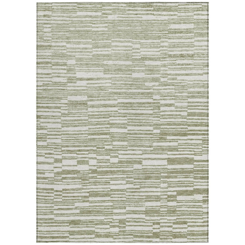 9' X 12' Sage And Green Striped Washable Indoor Outdoor Area Rug Homeroots Outdoor