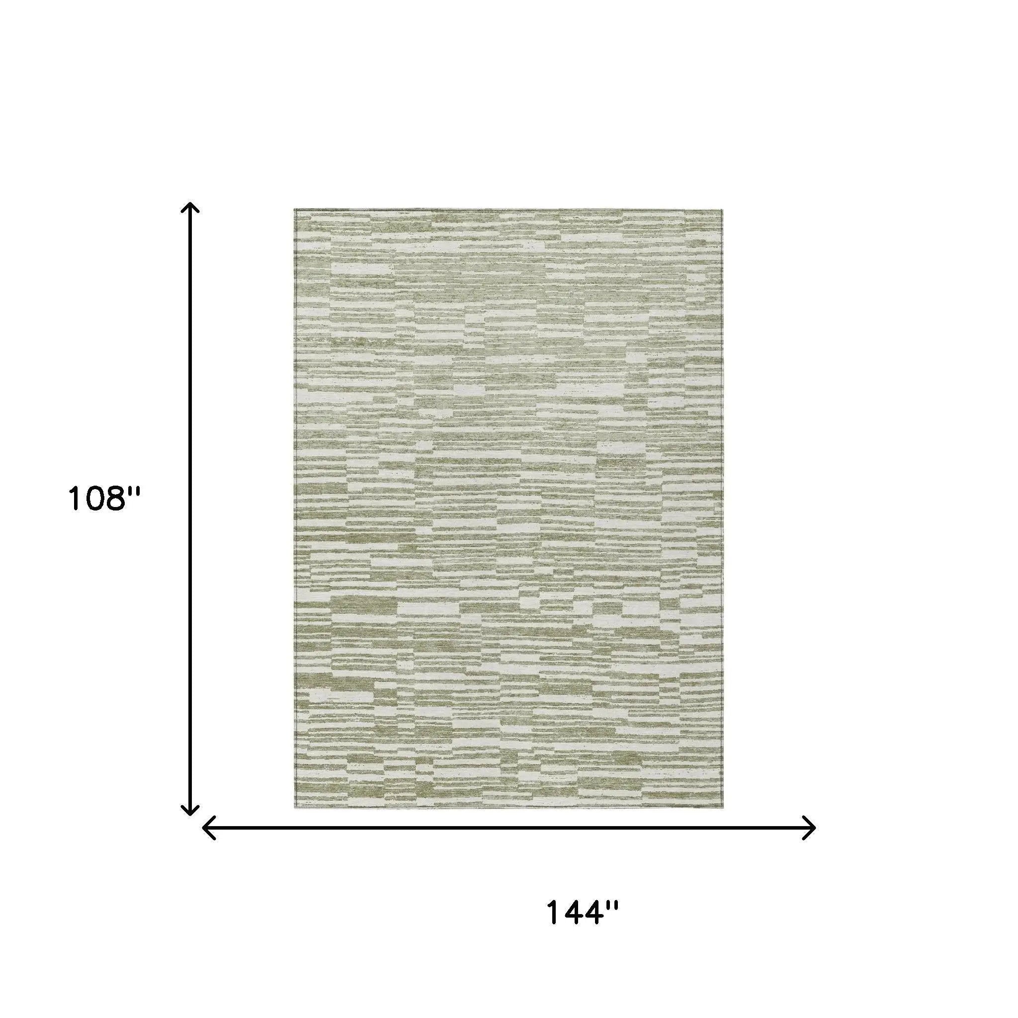 9' X 12' Sage And Green Striped Washable Indoor Outdoor Area Rug Homeroots Outdoor