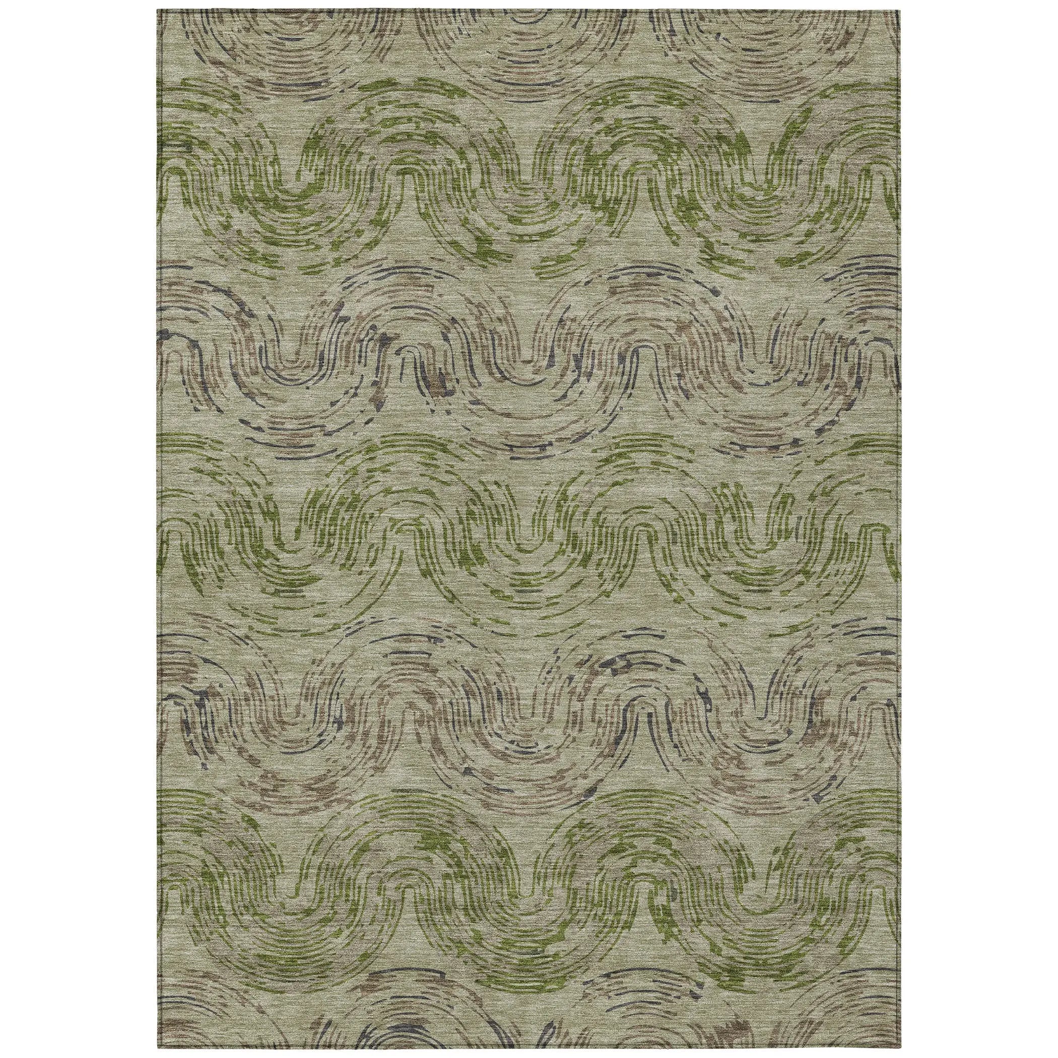 9' X 12' Sage And Olive Green Abstract Washable Indoor Outdoor Area Rug Homeroots Outdoor