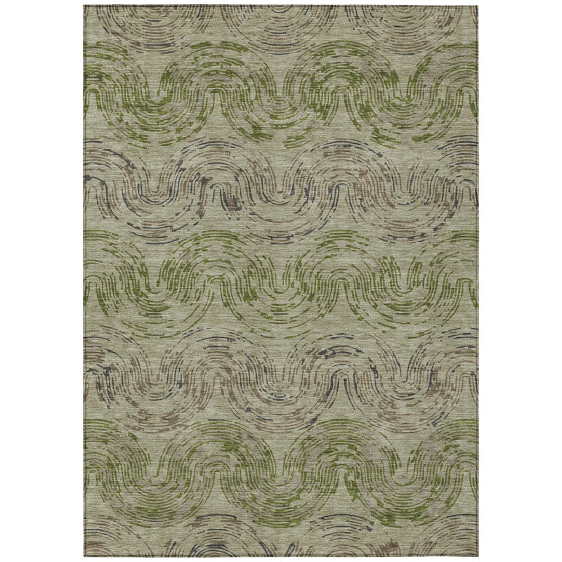 9' X 12' Sage And Olive Green Abstract Washable Indoor Outdoor Area Rug Homeroots Outdoor