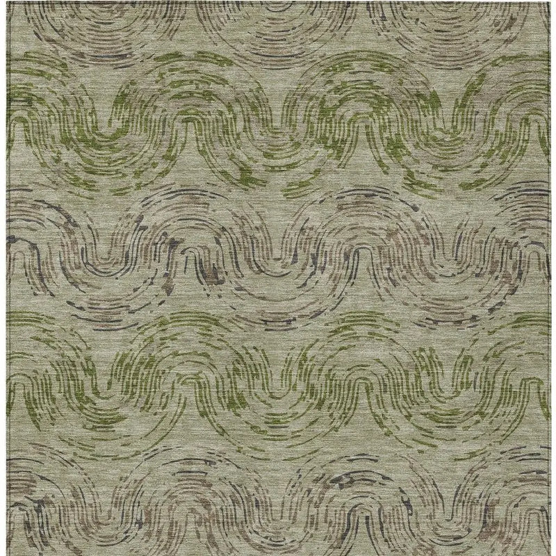 9' X 12' Sage And Olive Green Abstract Washable Indoor Outdoor Area Rug Homeroots Outdoor