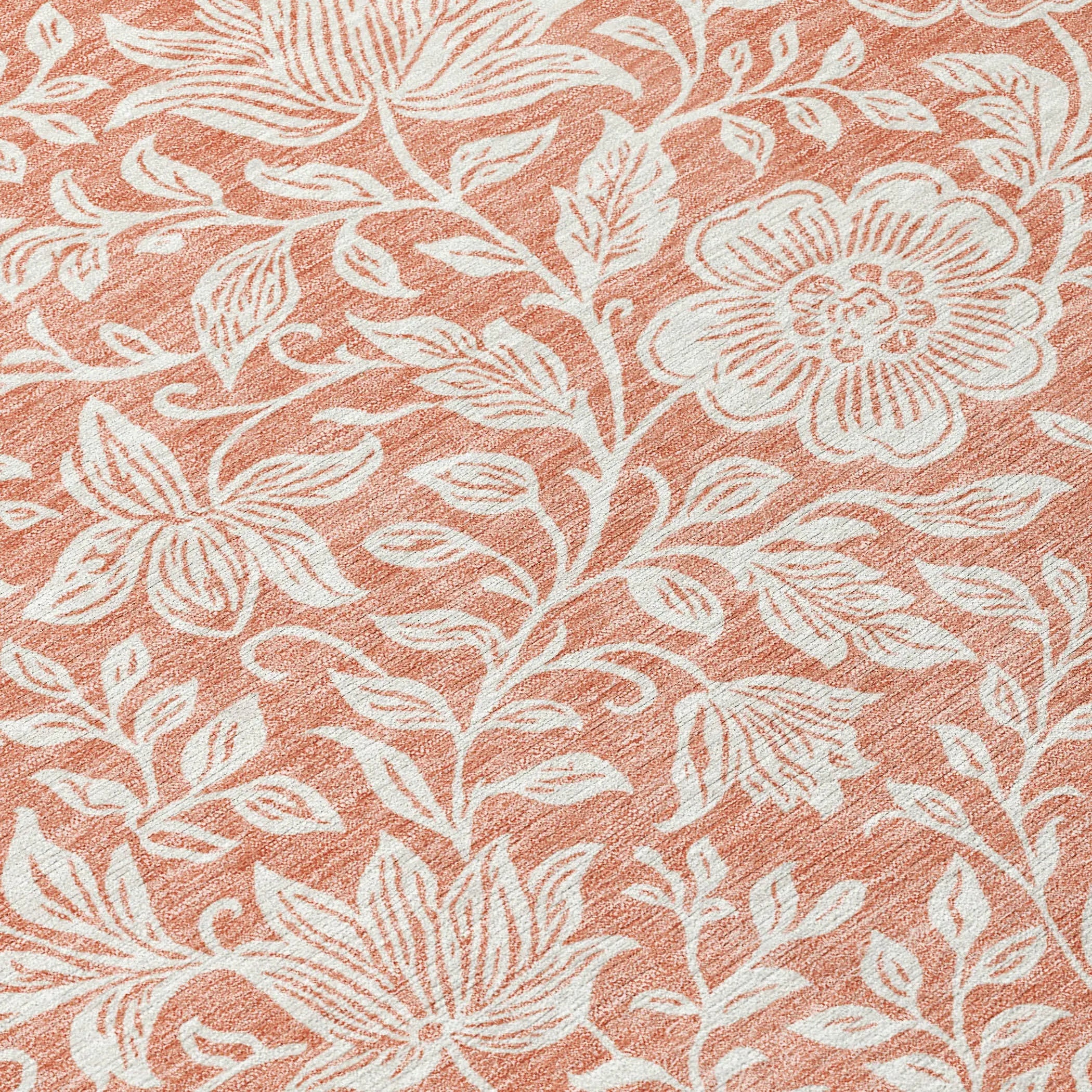 9' X 12' Salmon And Ivory Floral Washable Indoor Outdoor Area Rug Homeroots Outdoor