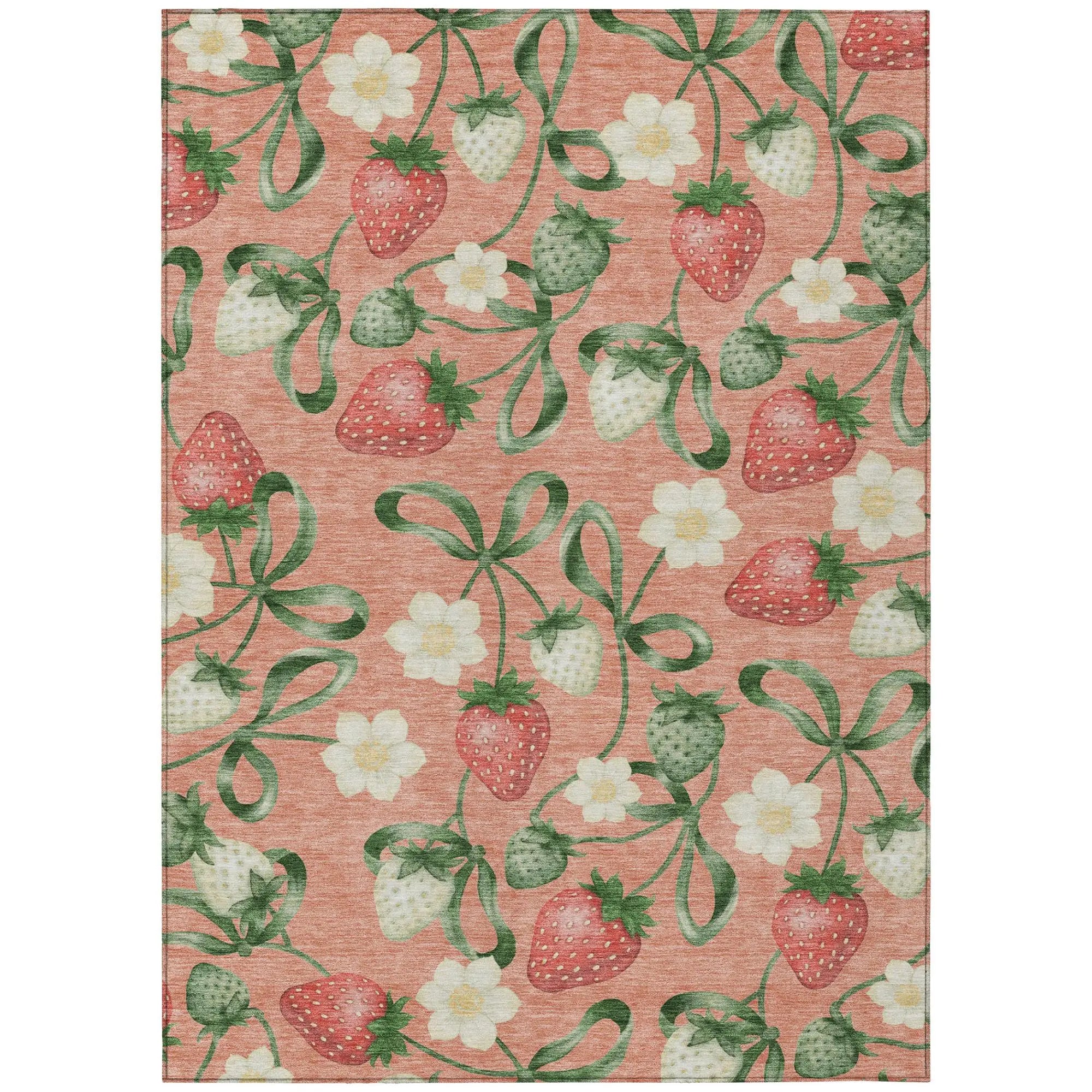 9' X 12' Salmon And Orange Floral Washable Indoor Outdoor Area Rug Homeroots Outdoor