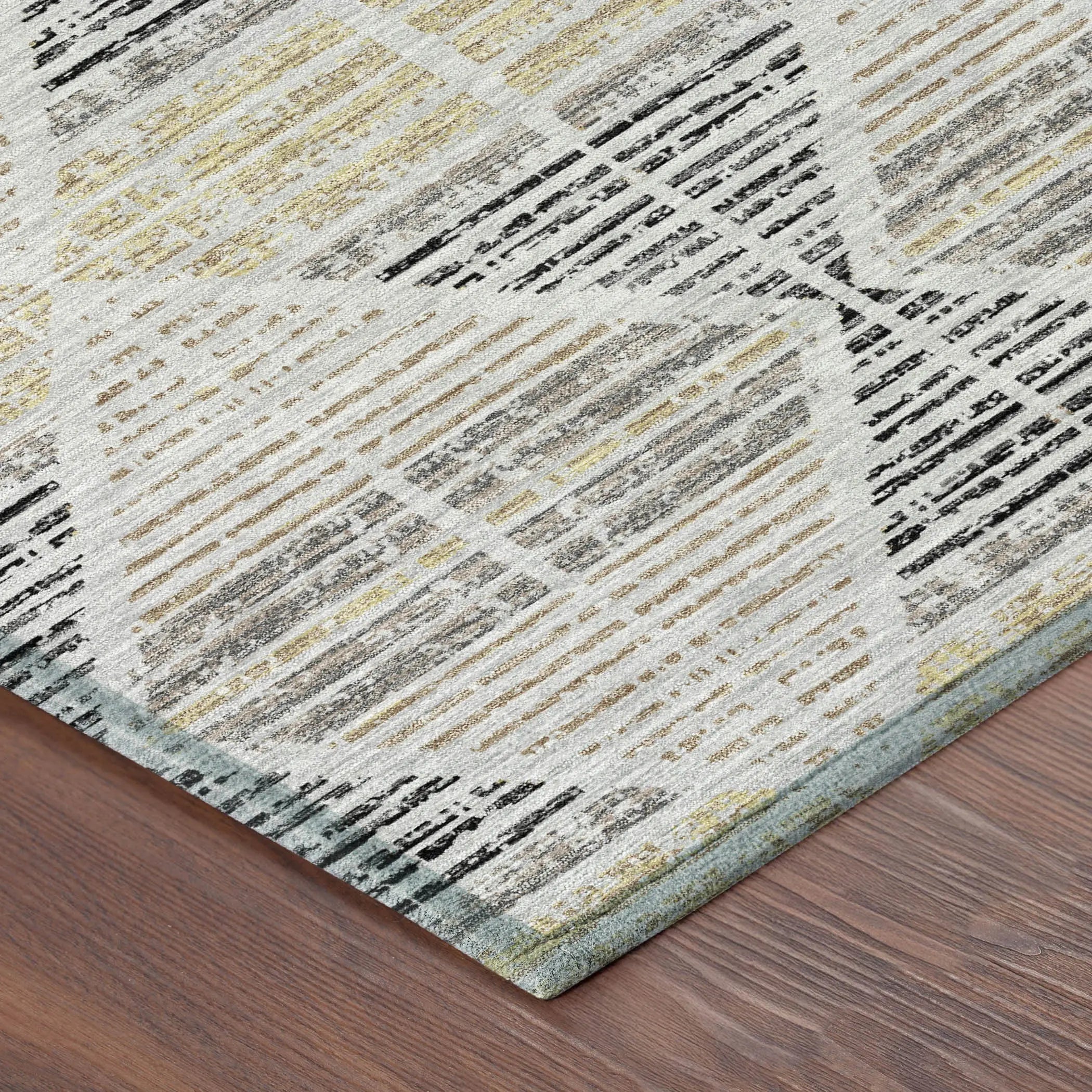 9' X 12' Silver And Beige Geometric Washable Indoor Outdoor Area Rug Homeroots Outdoor