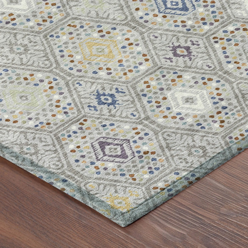 9' X 12' Silver And Brown Geometric Washable Indoor Outdoor Area Rug Homeroots Outdoor