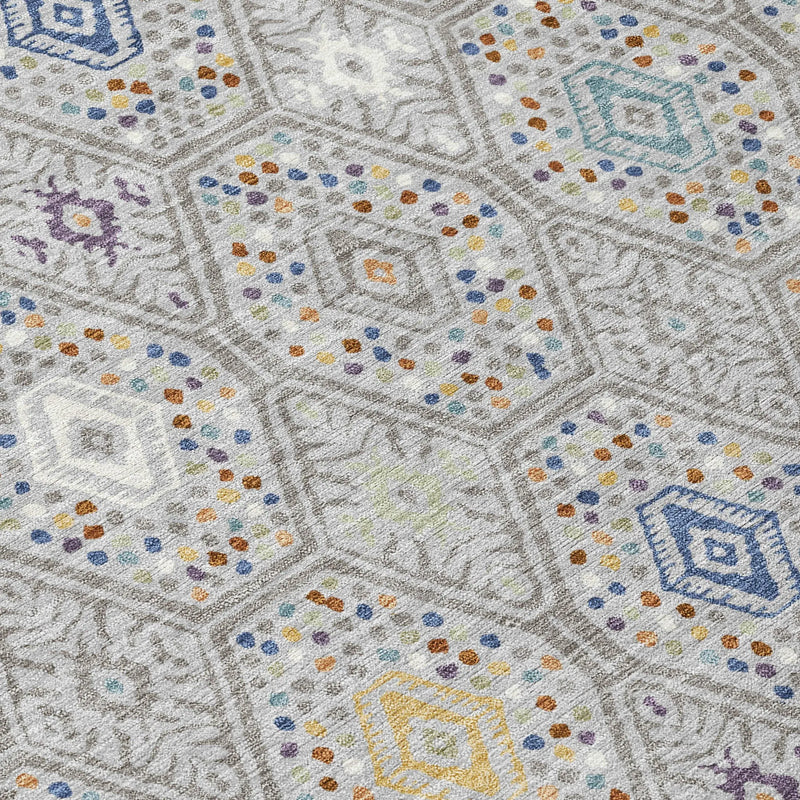 9' X 12' Silver And Brown Geometric Washable Indoor Outdoor Area Rug Homeroots Outdoor