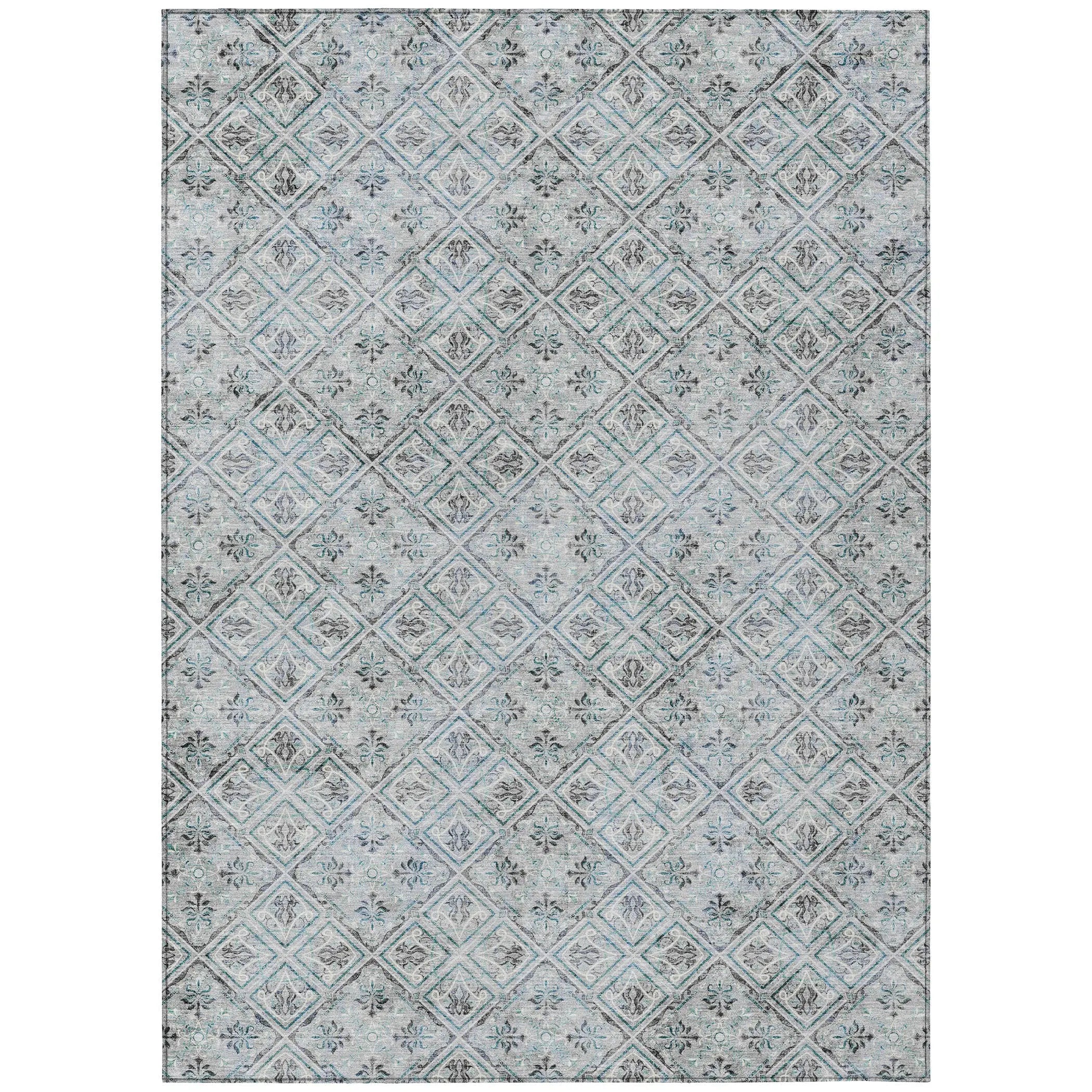 9' X 12' Silver And Brown Geometric Washable Indoor Outdoor Area Rug Homeroots Outdoor