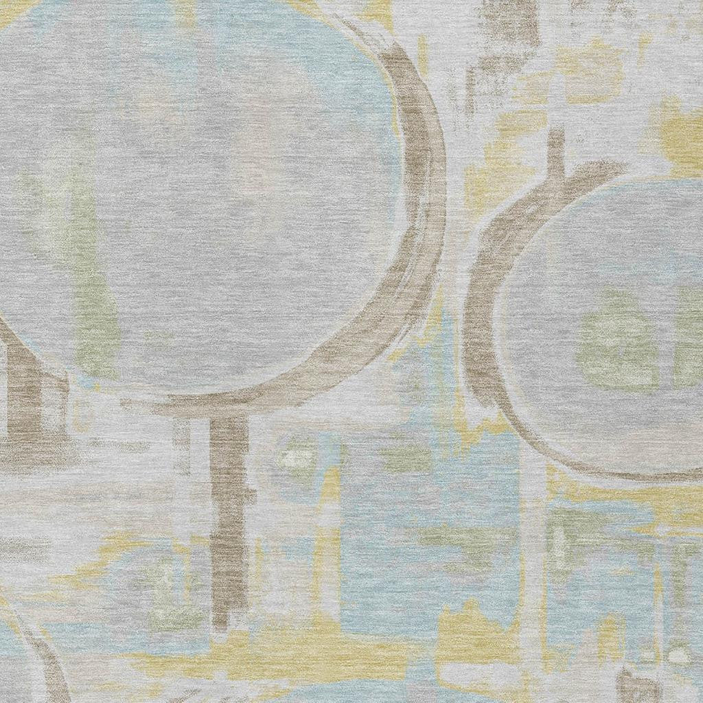 9' X 12' Silver And Gray Abstract Washable Indoor Outdoor Area Rug Homeroots Outdoor