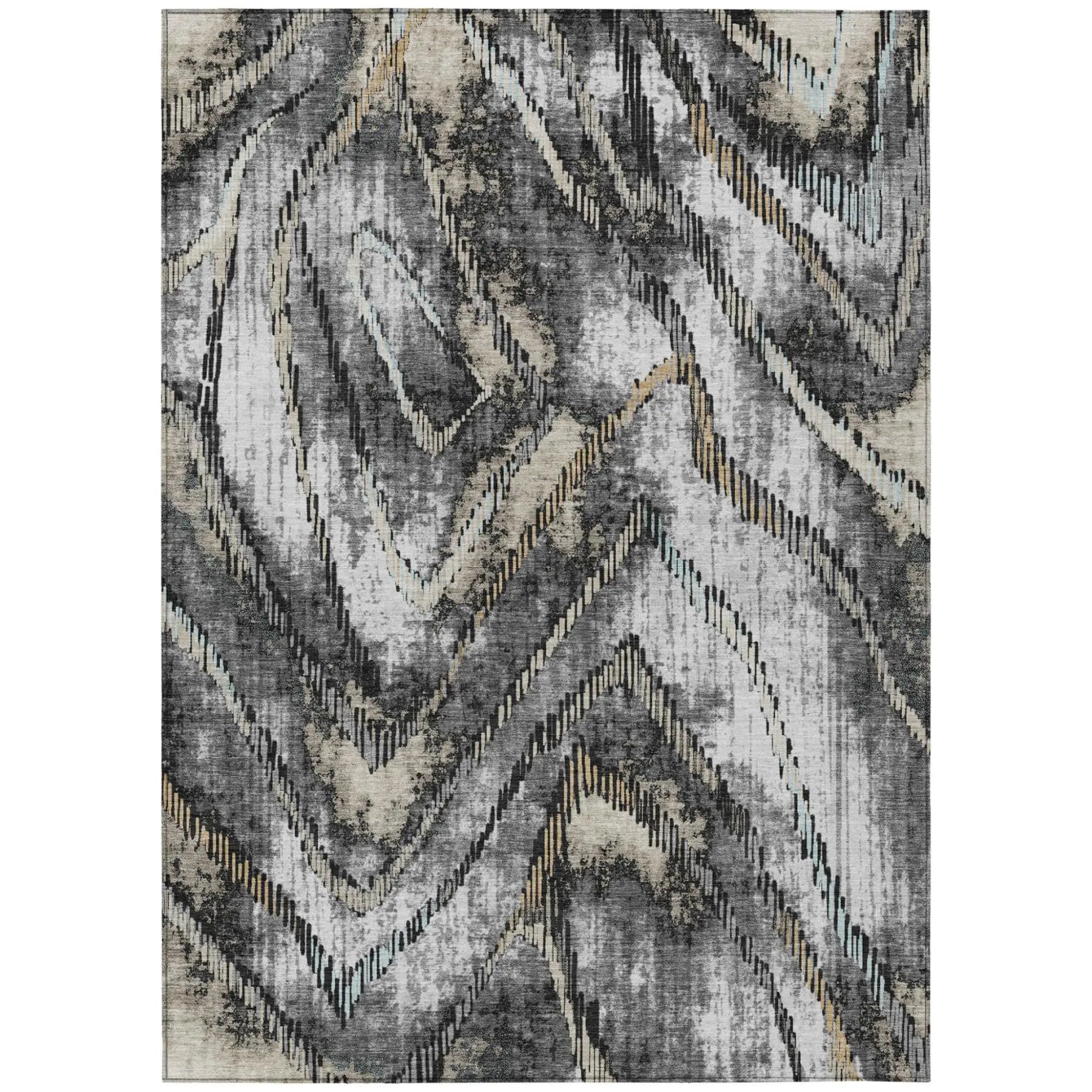 9' X 12' Silver And Gray Abstract Washable Indoor Outdoor Area Rug Homeroots Outdoor