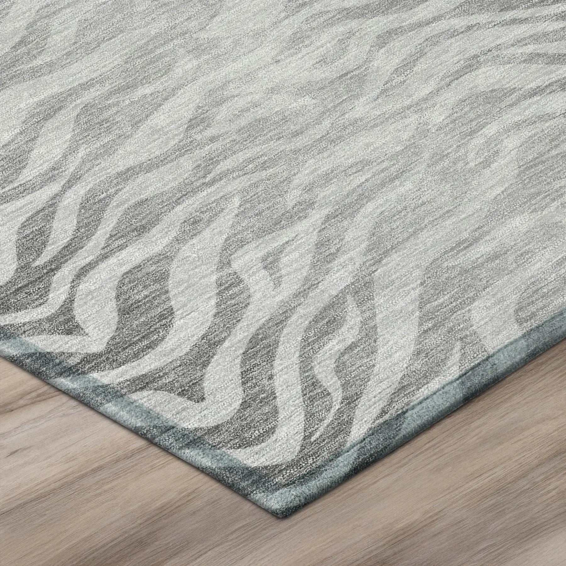 9' X 12' Silver And Gray Animal Print Washable Indoor Outdoor Area Rug Homeroots Outdoor