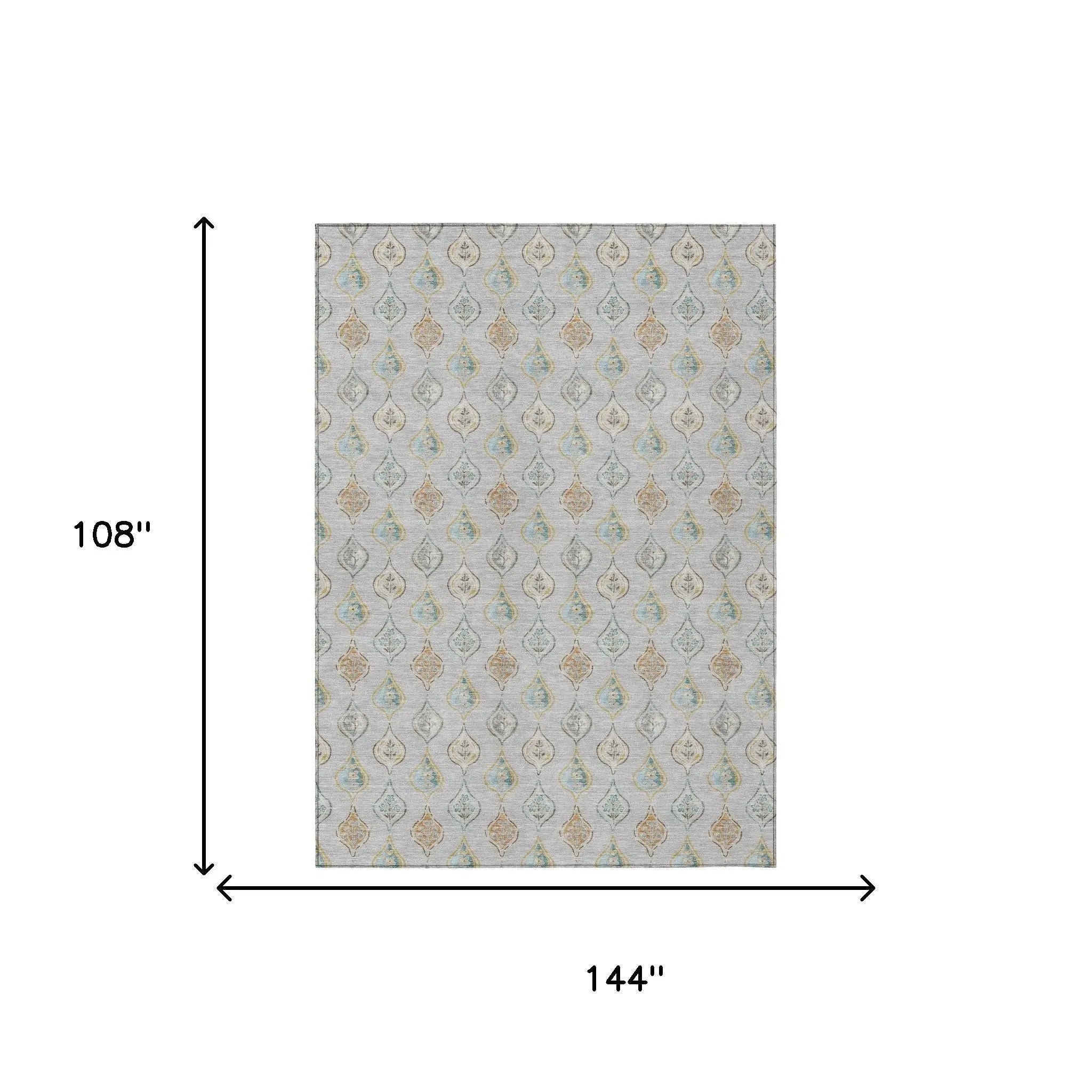 9' X 12' Silver And Gray Floral Washable Indoor Outdoor Area Rug Homeroots Outdoor