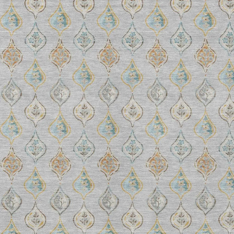 9' X 12' Silver And Gray Floral Washable Indoor Outdoor Area Rug Homeroots Outdoor