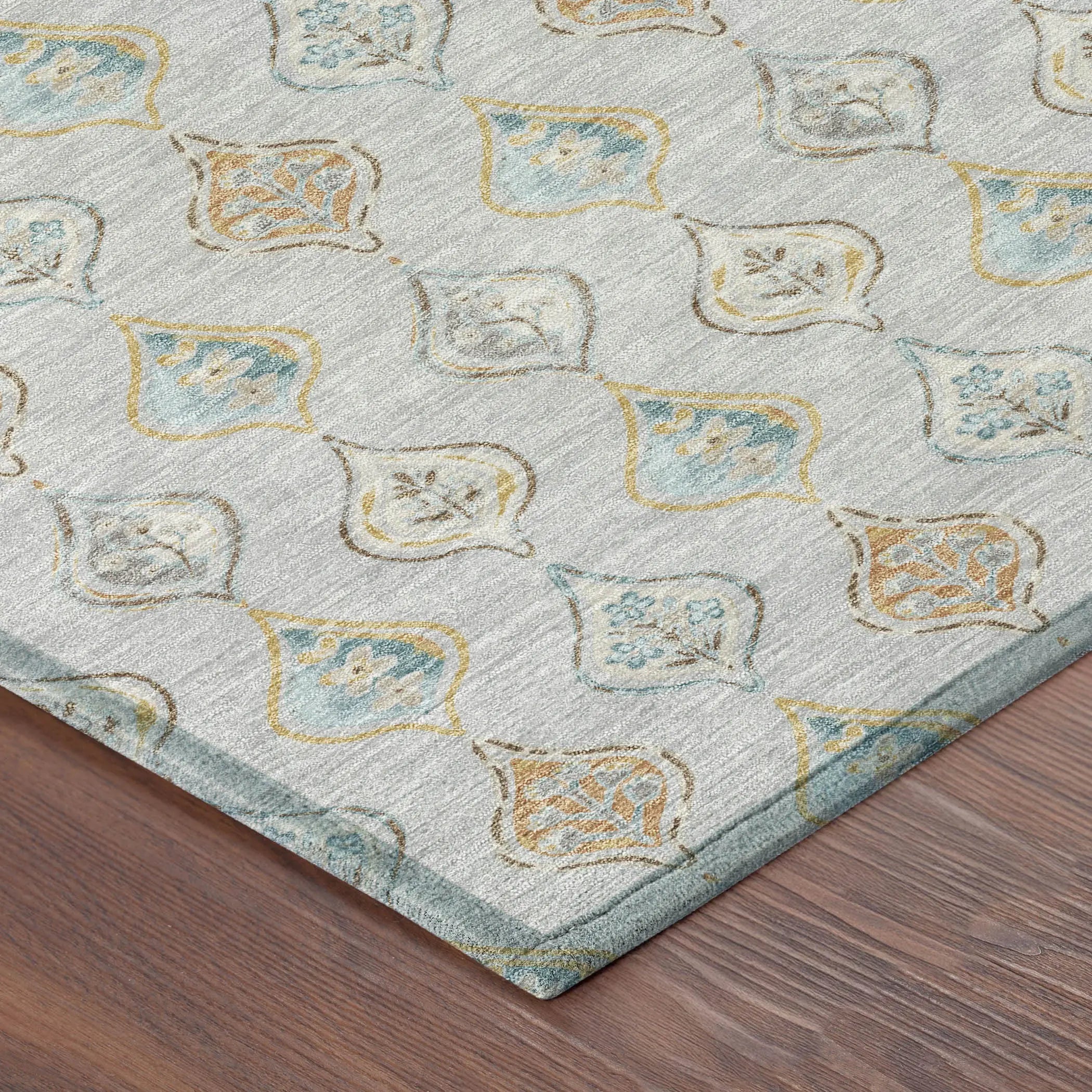 9' X 12' Silver And Gray Floral Washable Indoor Outdoor Area Rug Homeroots Outdoor