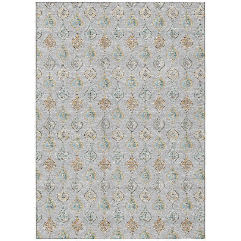 9' X 12' Silver And Gray Floral Washable Indoor Outdoor Area Rug Homeroots Outdoor