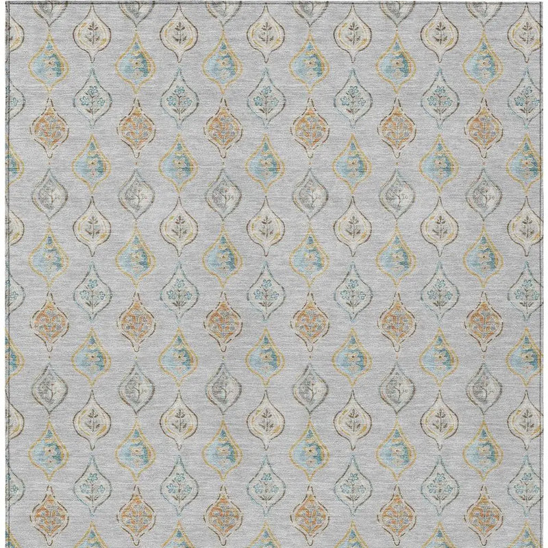 9' X 12' Silver And Gray Floral Washable Indoor Outdoor Area Rug Homeroots Outdoor