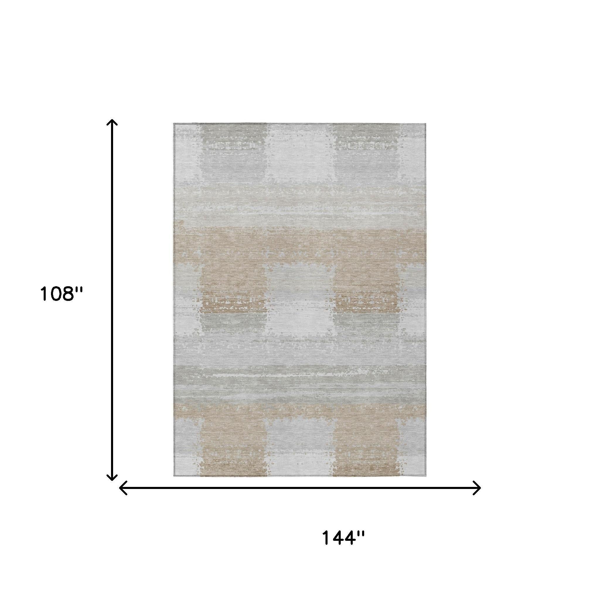 9' X 12' Silver And Gray Geometric Washable Indoor Outdoor Area Rug Homeroots Outdoor